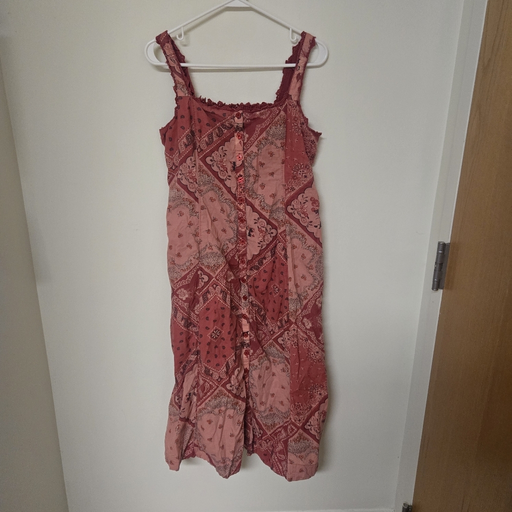 UO Kimchi Blue Martina Lace Trim Button-Front Midi Dress Large FLAWED - Picture 7 of 11